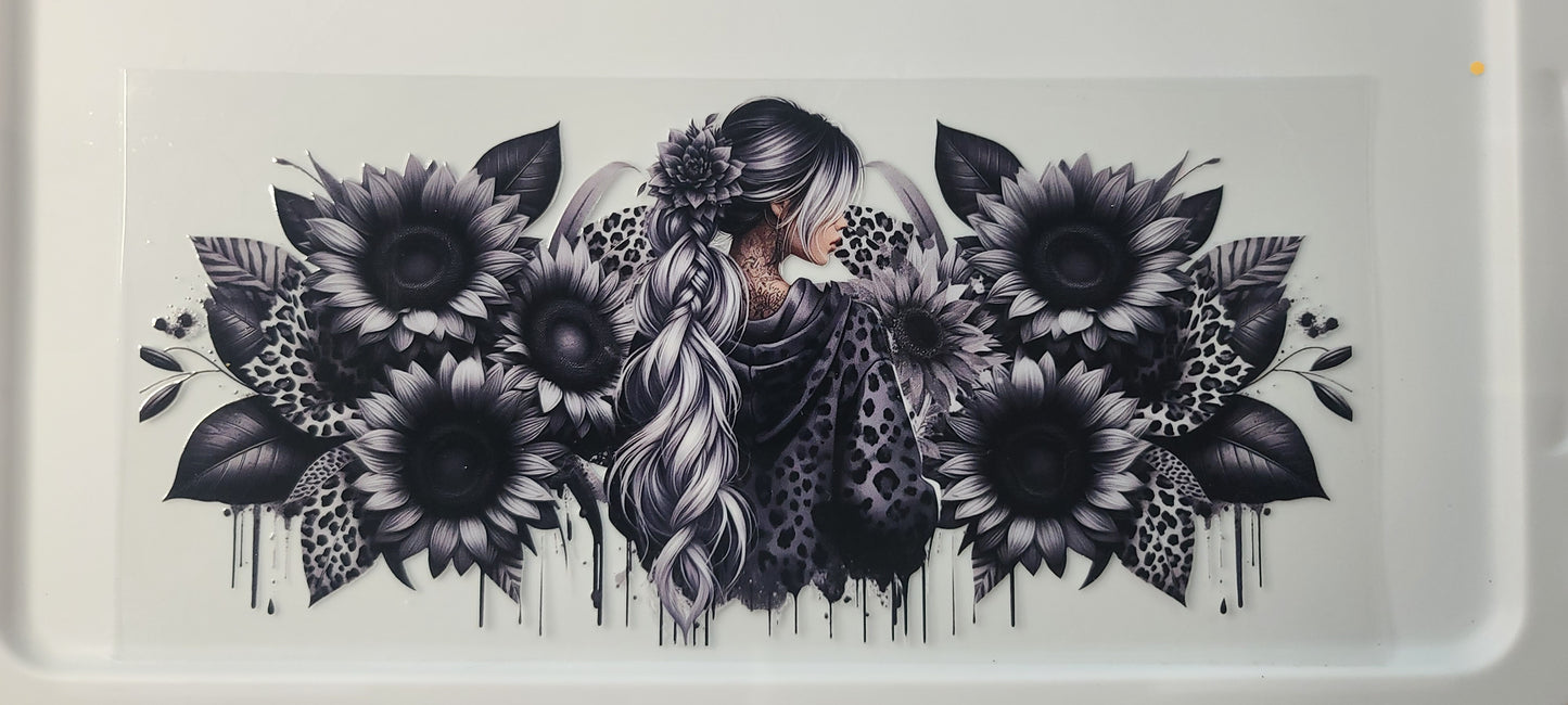 Black & White Sunflowers Girl