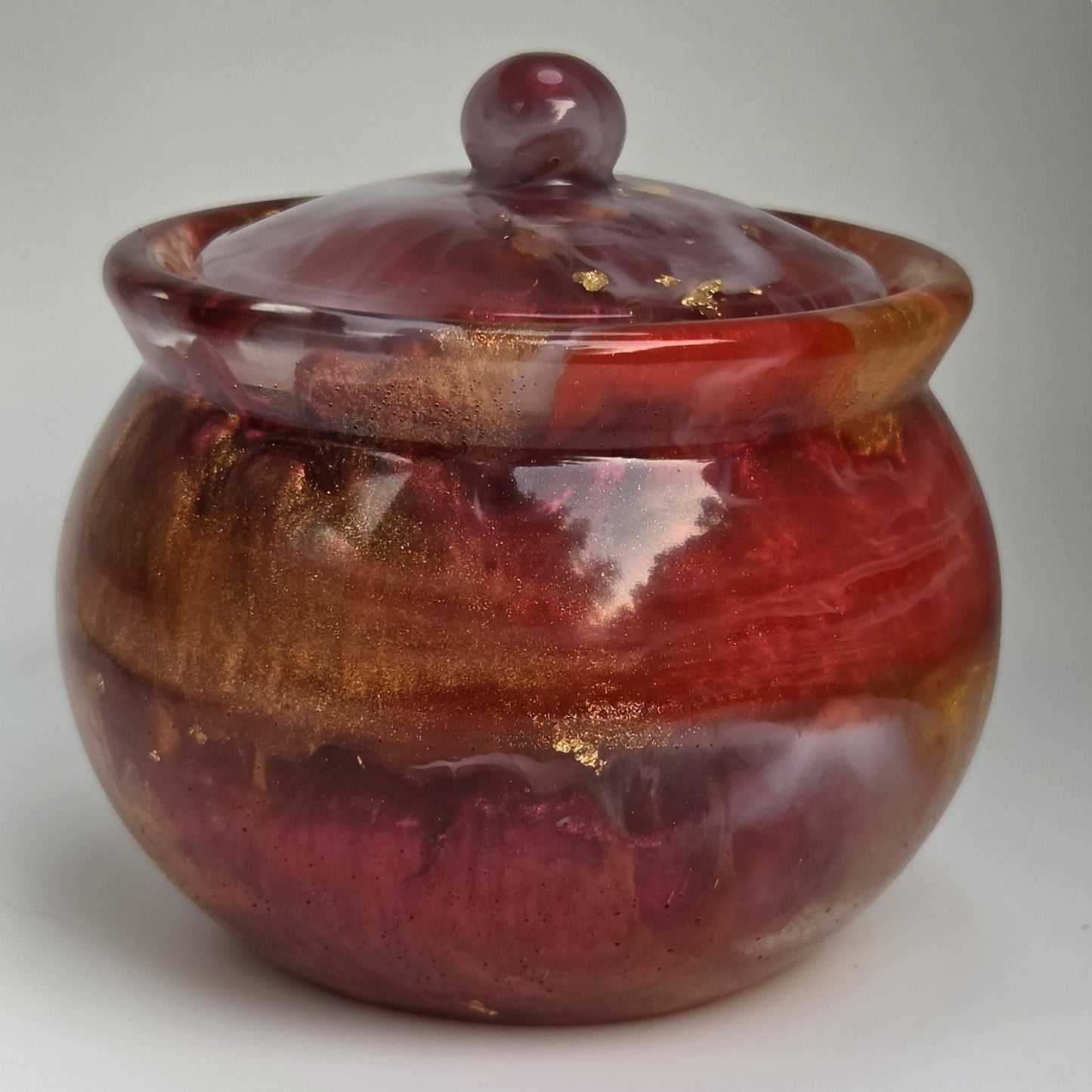 Crimson Ember Resin Trinket Jar