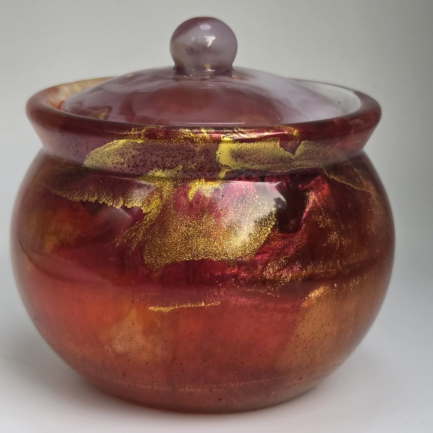 Crimson Ember Resin Trinket Jar