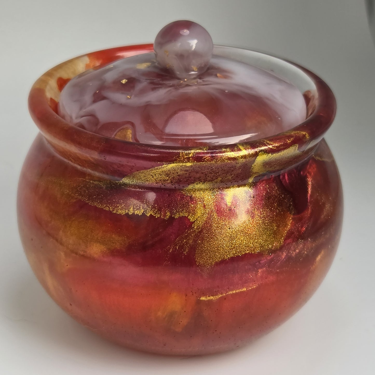 Crimson Ember Resin Trinket Jar