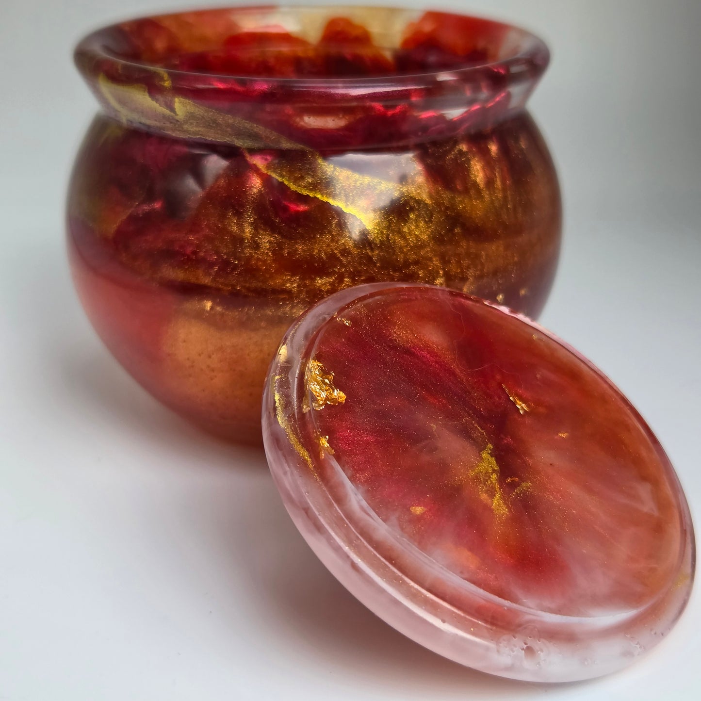 Crimson Ember Resin Trinket Jar